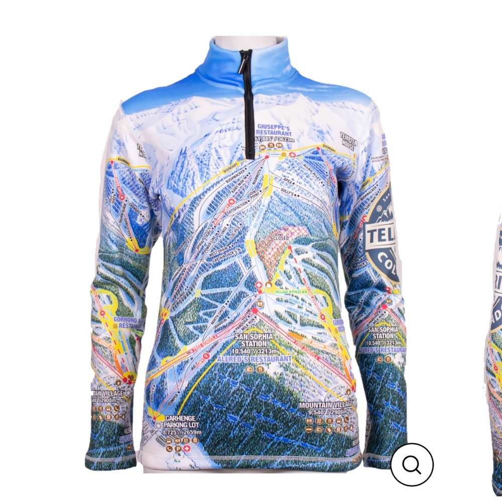 Denimaxx Telluride Ski Trail Map MidLayer Top Small New